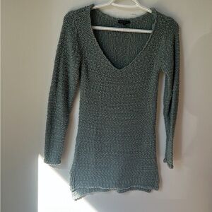 Dynamite Sage Knit V-Neck Top